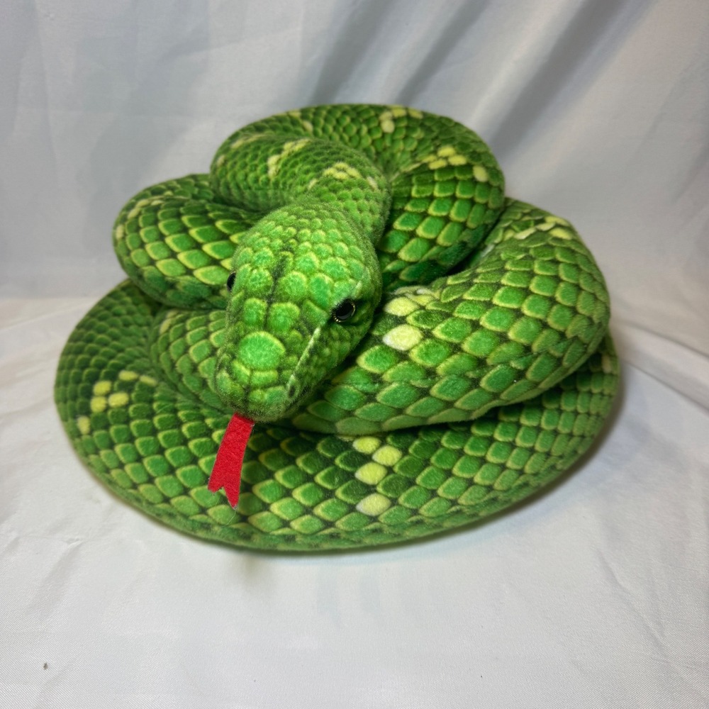 Giant 8 Ft Green Snake Plush Realistic Stuffed Animal Reptile Scale Print Toy